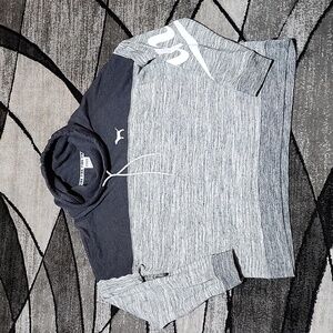 VS PINK 2016 CAMPUS FIT COWL-NECK DOG LOGO COLOR-BLOCK FLEECE GRAY SWEAT…